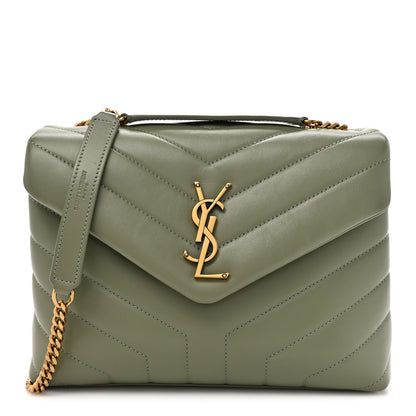 Saint Laurent Calfskin Y Quilted Monogram Small Loulou Chain Satchel Light Sage 1 of 10