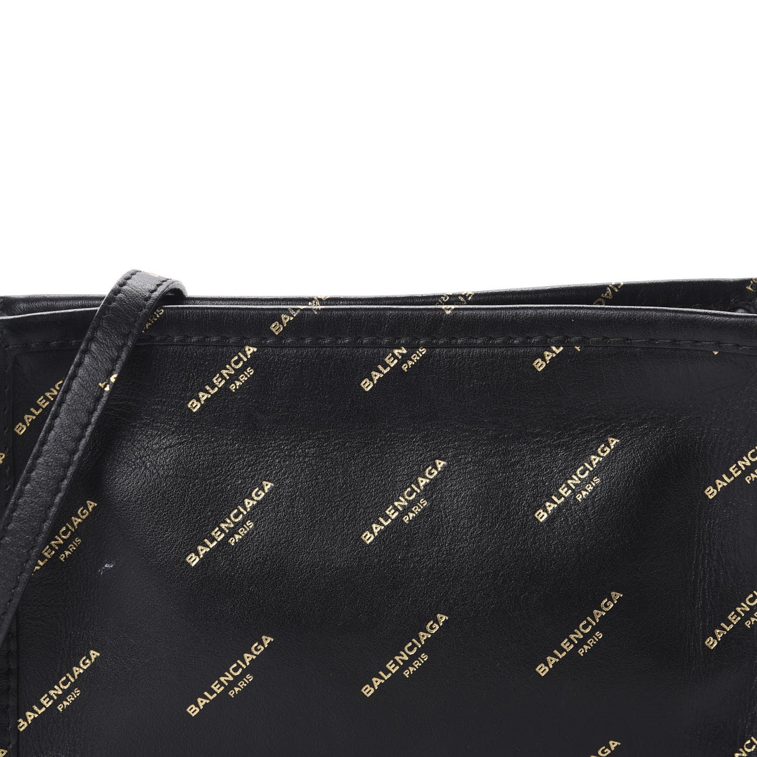 Balenciaga Calfskin Allover Logo Bazar Pochette Crossbody Black Gold 11 of 11