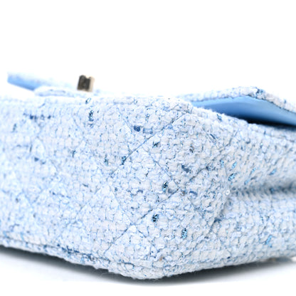 Chanel Tweed Quilted Mini Rectangular Flap Blue White Silver 10 of 11