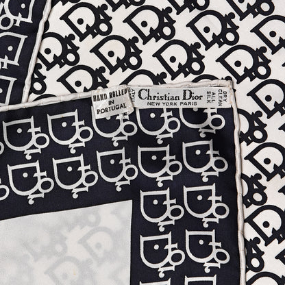 Christian Dior Silk Monogram Scarf Navy White 5 of 5