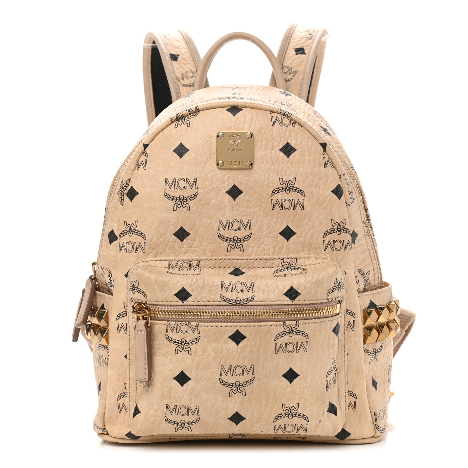 MCM Visetos Side Stud Mini Stark Backpack Beige 1 of 10