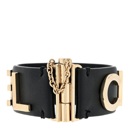 Chanel Calfskin Logo Cuff Bracelet Black Gold 2 of 3