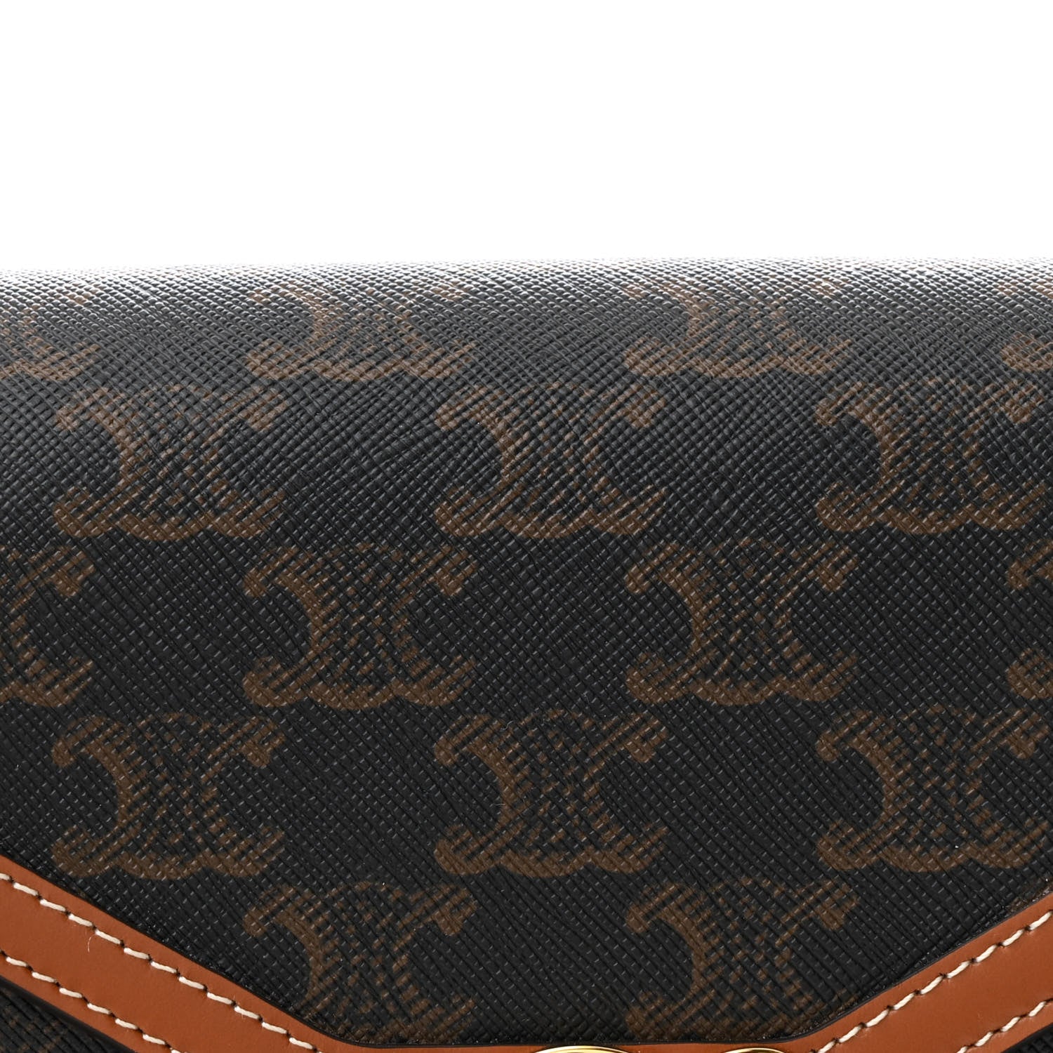 Celine Triomphe Canvas Calfskin Enveloppe Bag Tan 9 of 12
