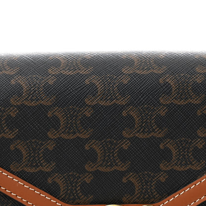 Celine Triomphe Canvas Calfskin Enveloppe Bag Tan 9 of 12
