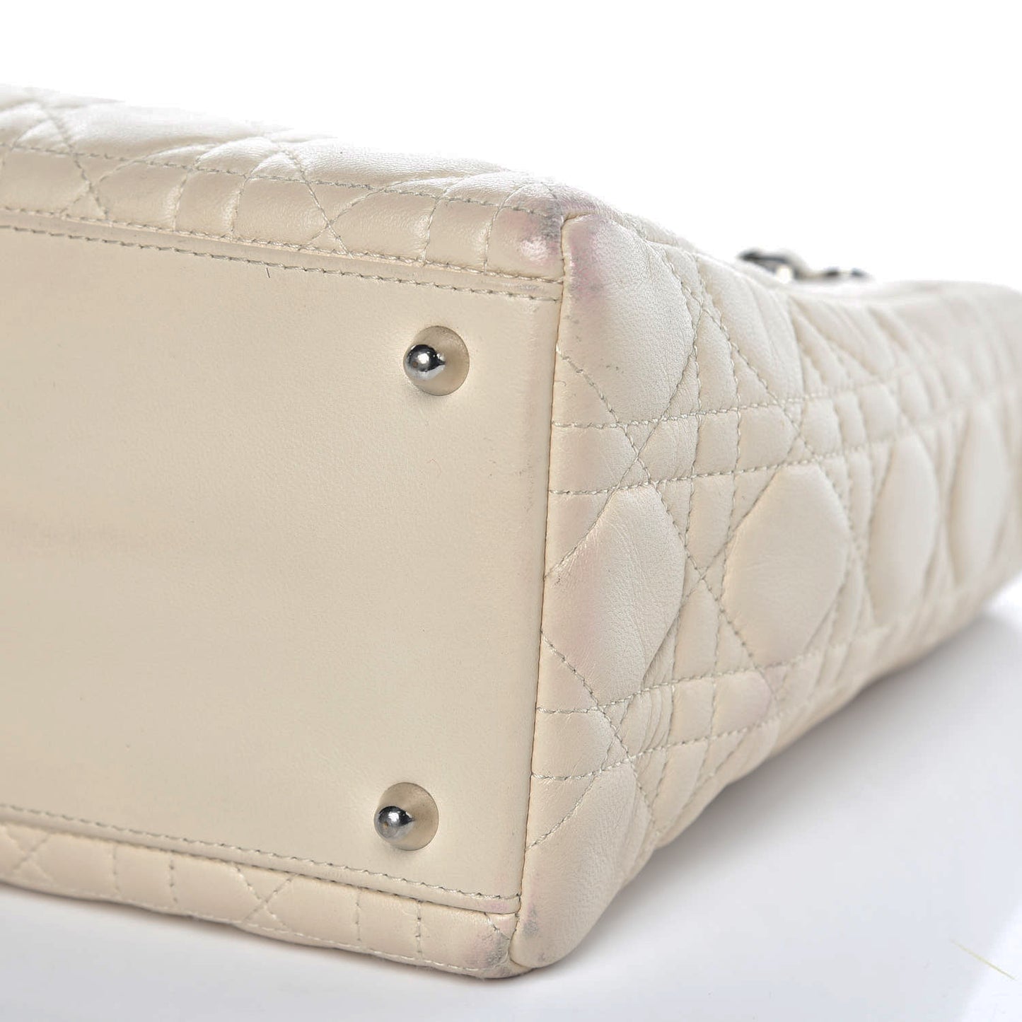 Lambskin Cannage Medium Lady Dior White