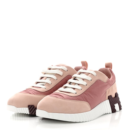 Hermes Parachute Fabric Suede Goatskin Bouncing Sneakers 37 Rose Rose Opaline 3 of 8