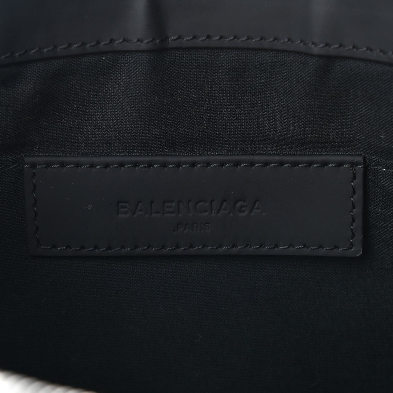 Balenciaga Calfskin Cotton Canvas Logo Clutch Natural Black 6 of 7