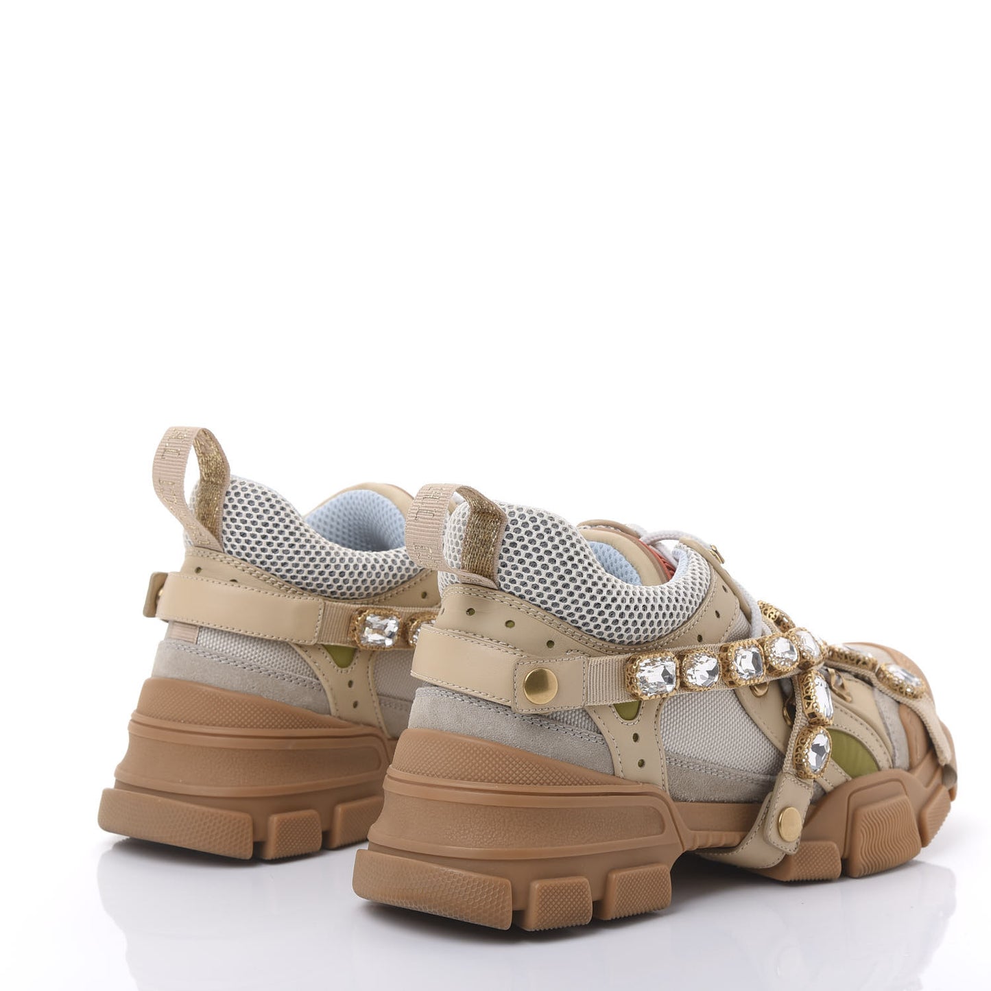 X SEGA Mesh Canvas Calfskin Removable Crystals Flashtrek Sneakers 40 Mystic White Oatmeal Sand Storm