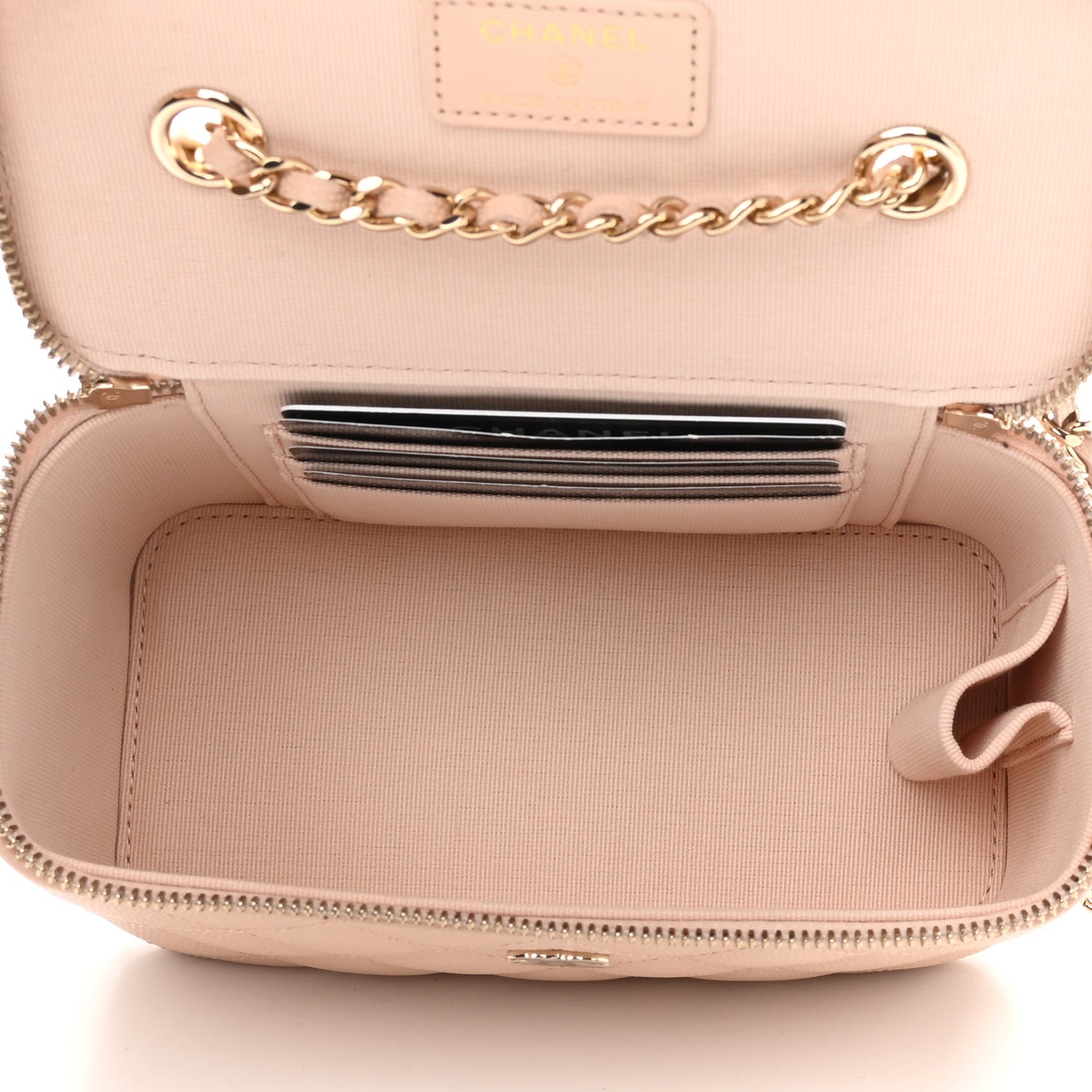 Chanel Caviar Quilted Small Vanity Case With Chain Light Beige 5 of 11