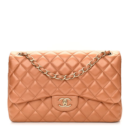 Chanel Metallic Lambskin Quilted Jumbo Double Flap Copper 1 of 15