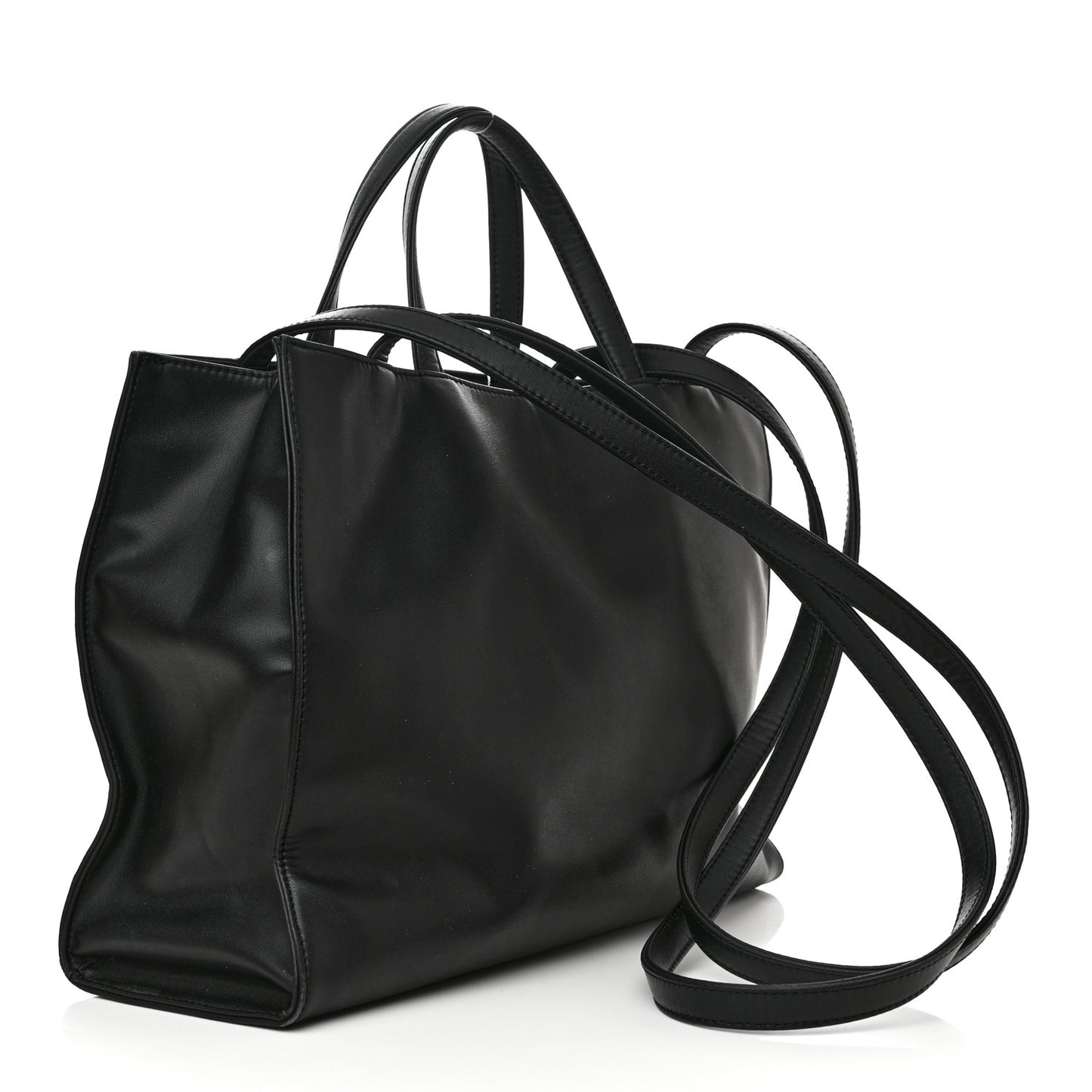 Vegan Leather Medium Shopping Bag Black