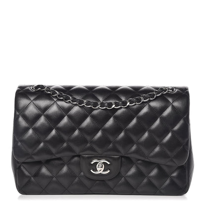 Chanel Lambskin Quilted Jumbo Double Flap Black 1 of 11
