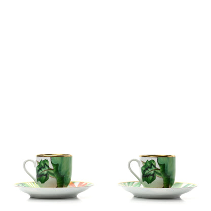 Hermes Porcelain Passifolia Coffee Cup And Saucer Set of 2 1 of 13