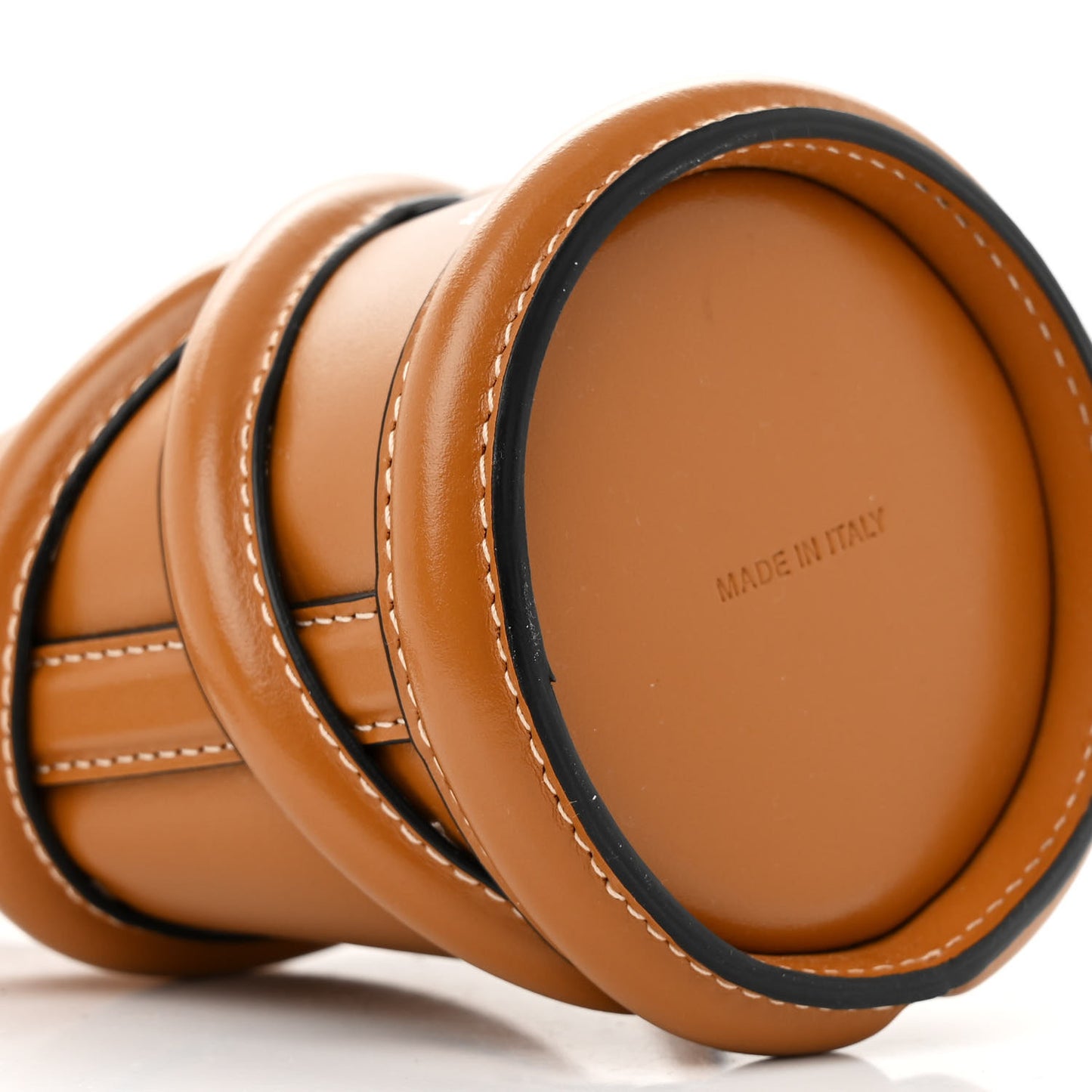 Calfskin Mini Curve Bucket Bag Tan