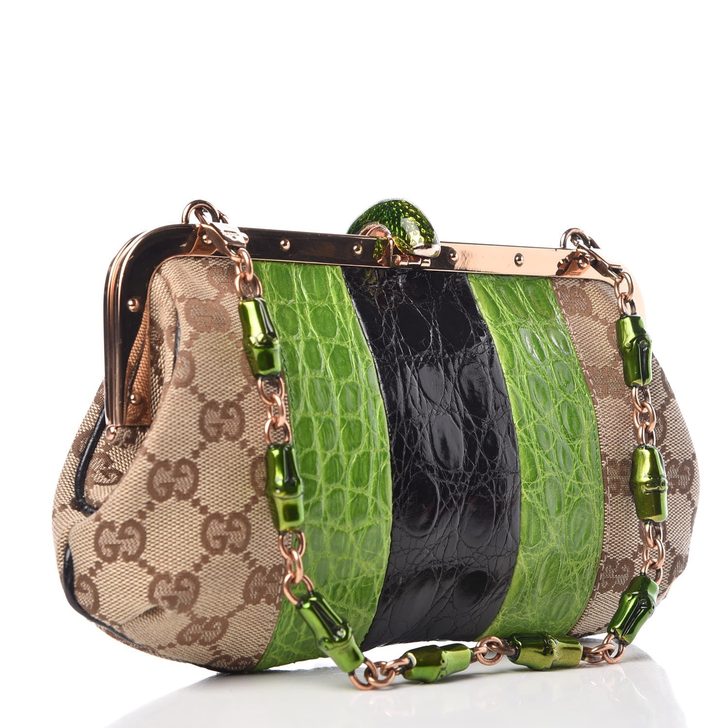 Gucci Monogram Alligator Jeweled Dragon Evening Bag 3 of 11