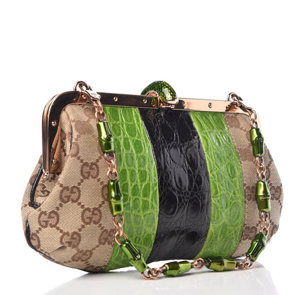 Gucci Monogram Alligator Jeweled Dragon Evening Bag 3 of 11
