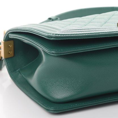 Chanel Caviar Quilted Medium Boy Flap Green 8 of 9