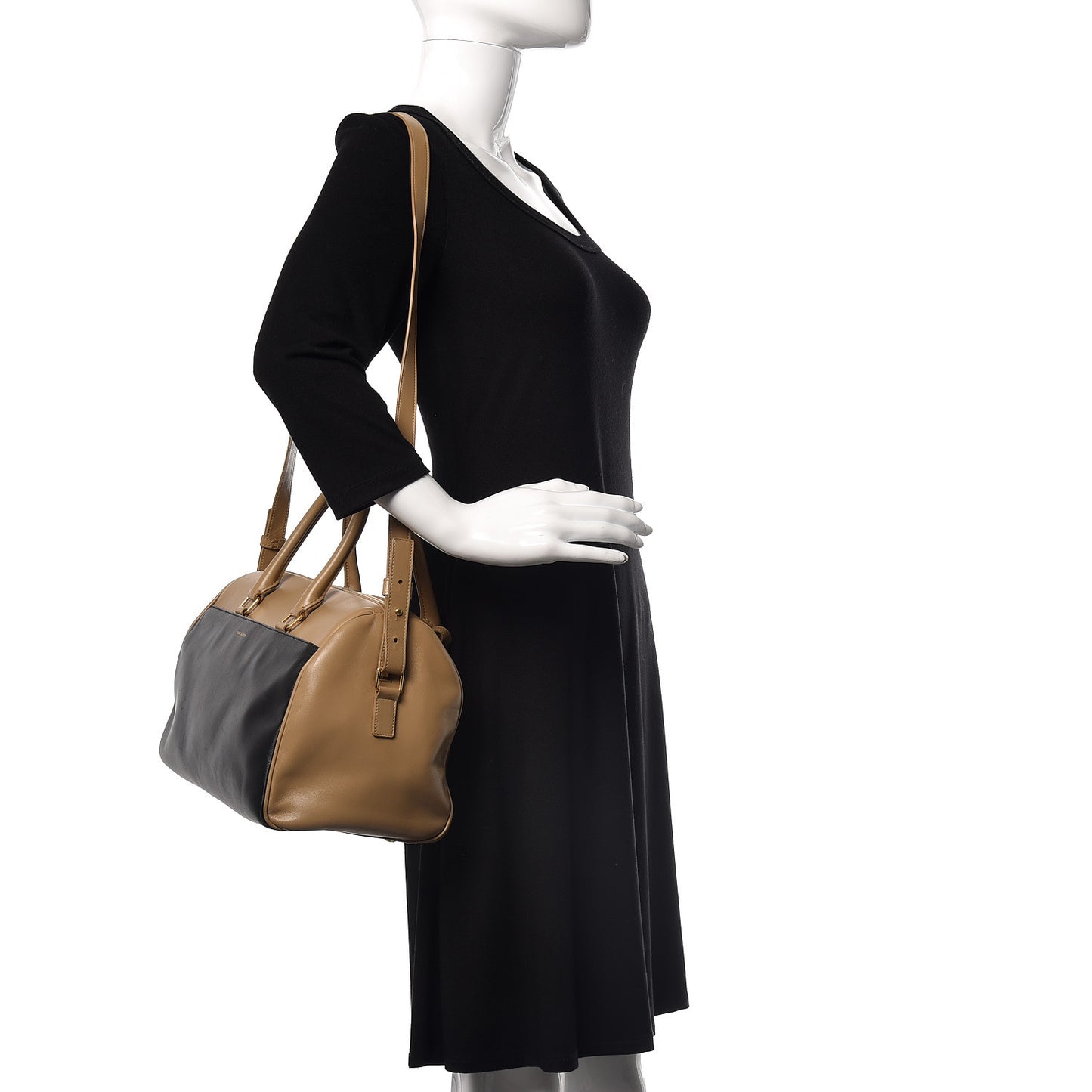 Smooth Calfskin Bi-Color Duffle 6 Beige Black
