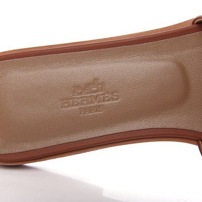 Hermes Box Calfskin Oran Sandals 37.5 Gold 8 of 11