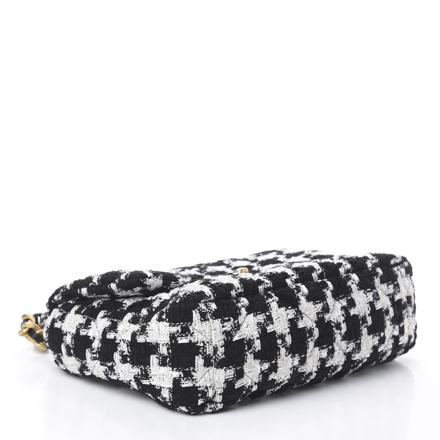 Chanel Tweed Quilted Medium 19 Flap Black Ecru White 3 of 9