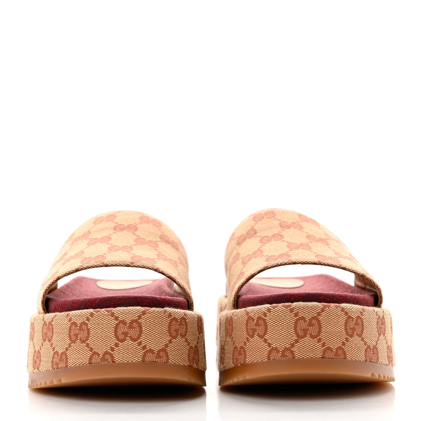 Canvas GG Monogram Angelina Platform Slide Sandals 38 Beige Ruggine