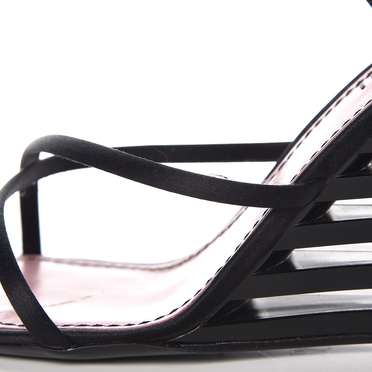 Louis Vuitton Resin Satin Wedge Sandals 39 Black 10 of 12