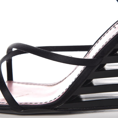 Louis Vuitton Resin Satin Wedge Sandals 39 Black 10 of 12
