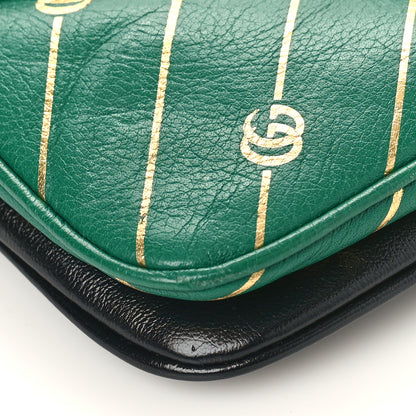 Gucci Calfskin Diagonal GG Medium Thiara Double Envelope Shoulder Bag Emerald Green Black 9 of 11
