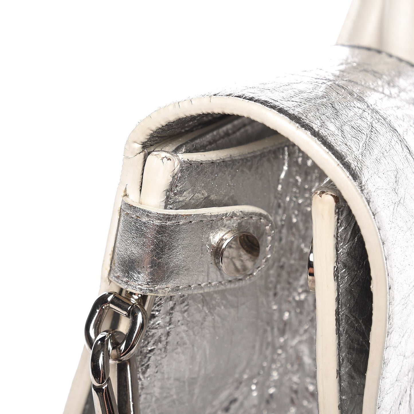 Metallic Calfskin Medium Diorever Flap Silver
