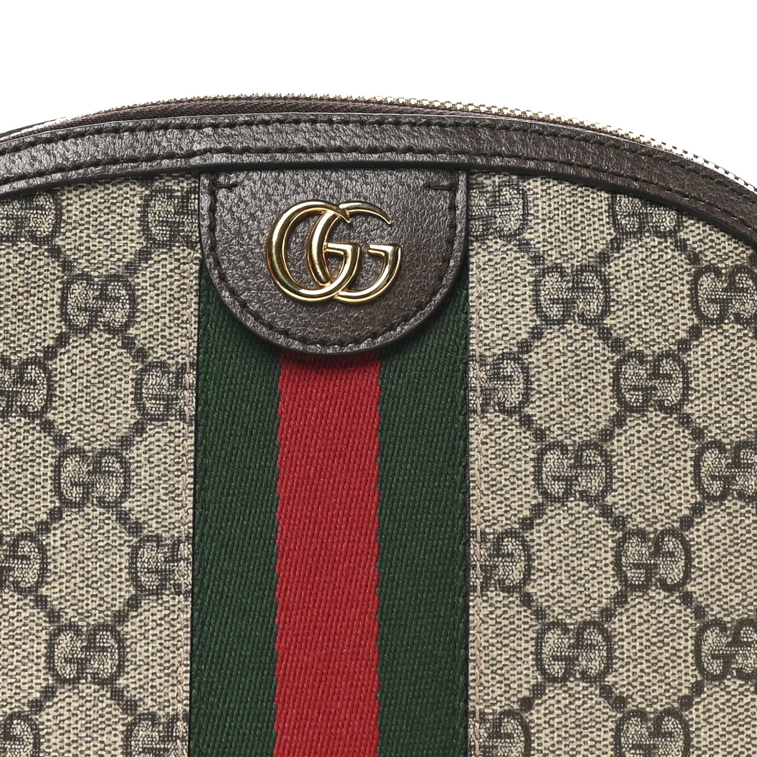 Gucci GG Supreme Monogram Textured Dollar Calfskin Web Small Ophidia Dome Shoulder Bag Beige Ebony New Acero 8 of 10