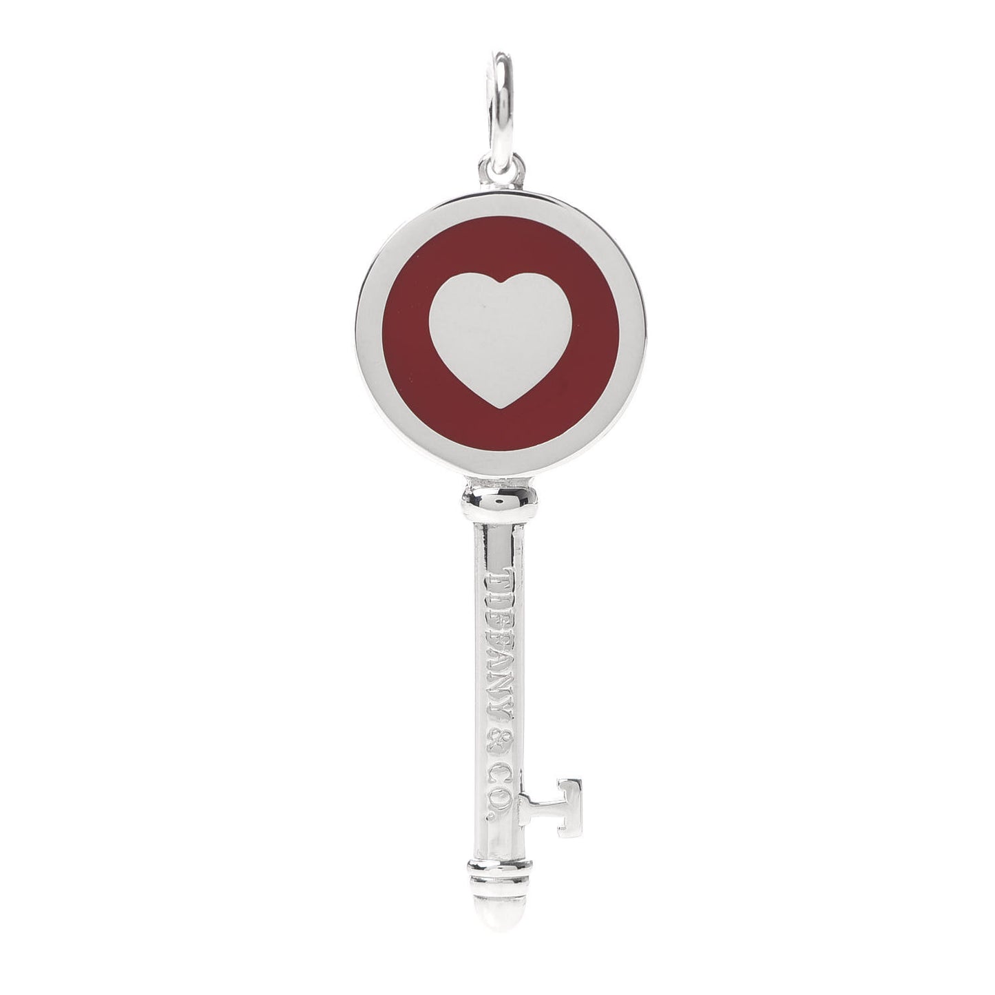 Sterling Silver Enamel Heart Key Pendant Red