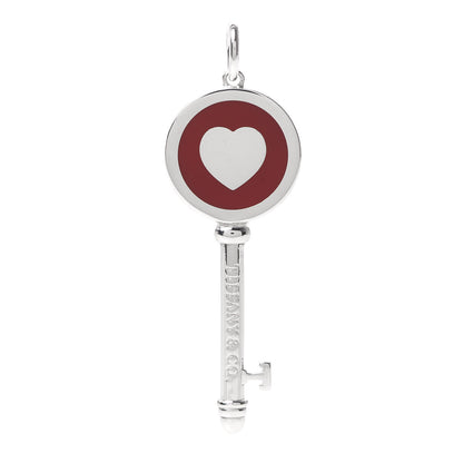 Tiffany Sterling Silver Enamel Heart Key Pendant Red 1 of 4