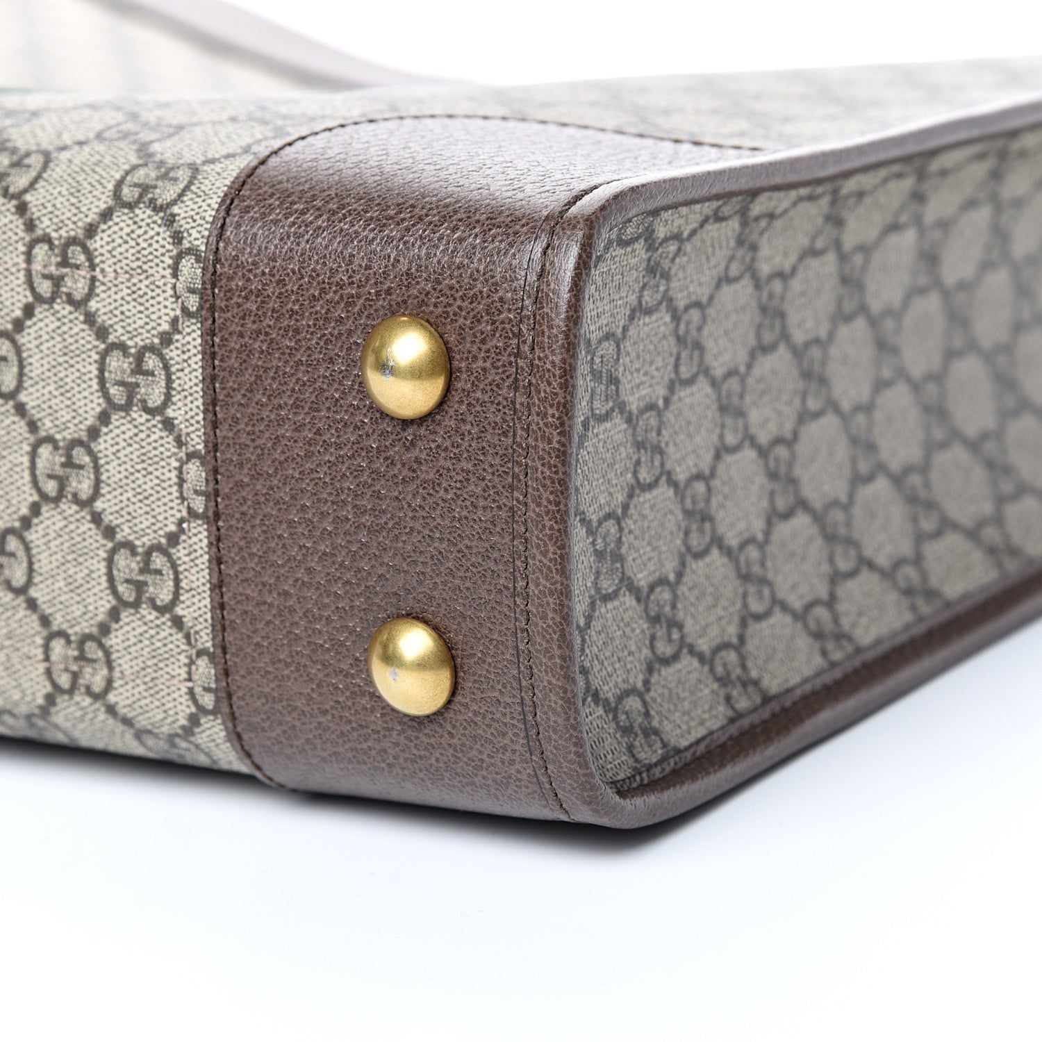 Gucci GG Supreme Monogram Textured Calfskin Web Medium Ophidia Slip Handle Tote Beige Ebony New Acero 9 of 10
