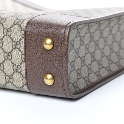 Gucci GG Supreme Monogram Textured Calfskin Web Medium Ophidia Slip Handle Tote Beige Ebony New Acero 9 of 10