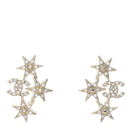 Chanel Crystal Pearl CC Star Earrings Gold 1 of 6
