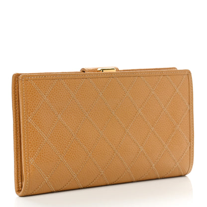 Chanel Caviar Diamond Stitched French Wallet Beige 3 of 7