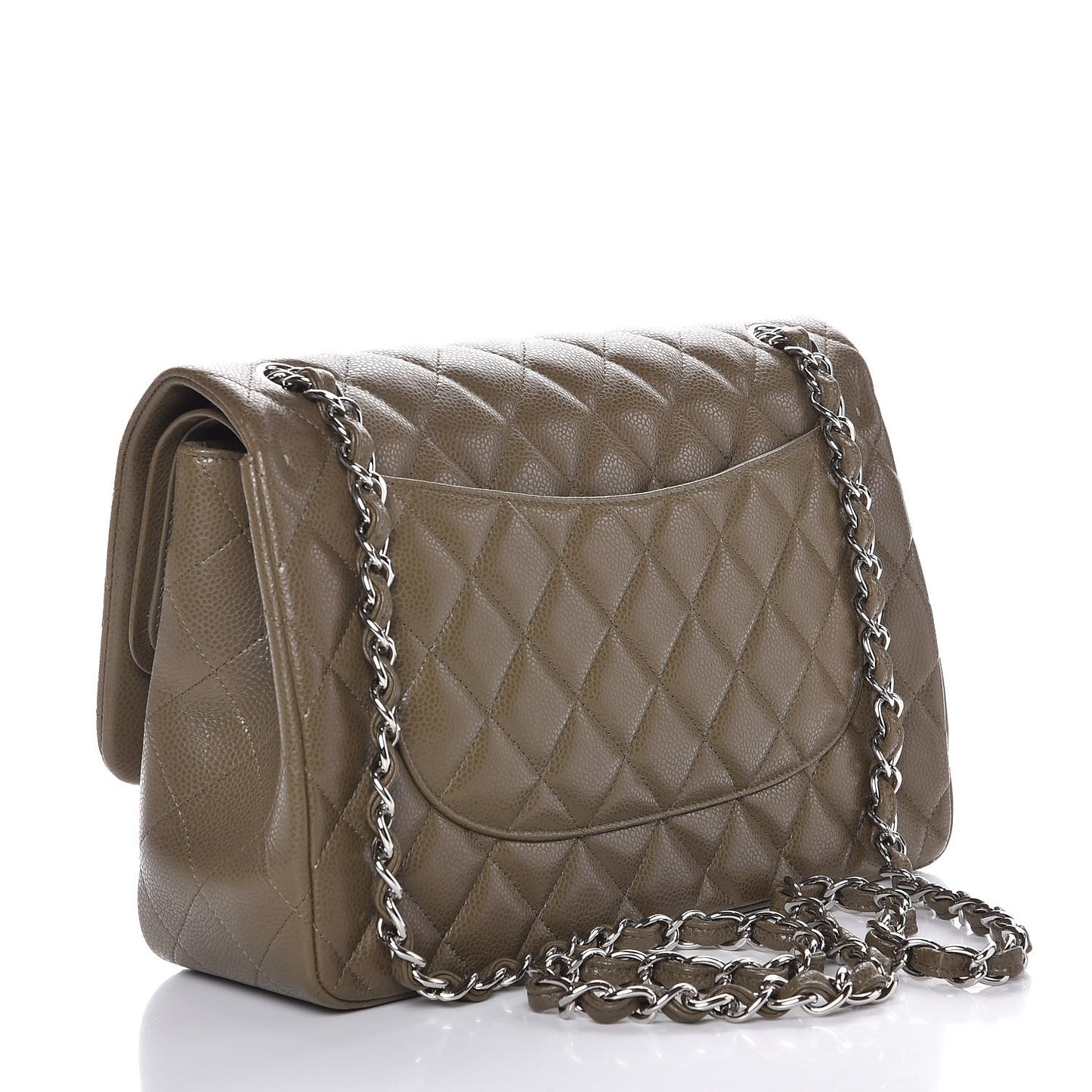 Caviar Quilted Jumbo Double Flap Khaki