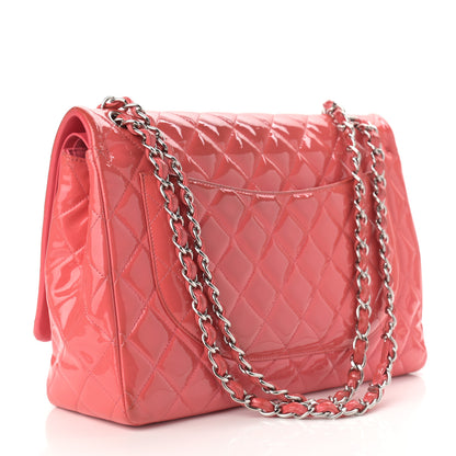 Chanel Patent Quilted Maxi Double Flap Pink 2 of 12