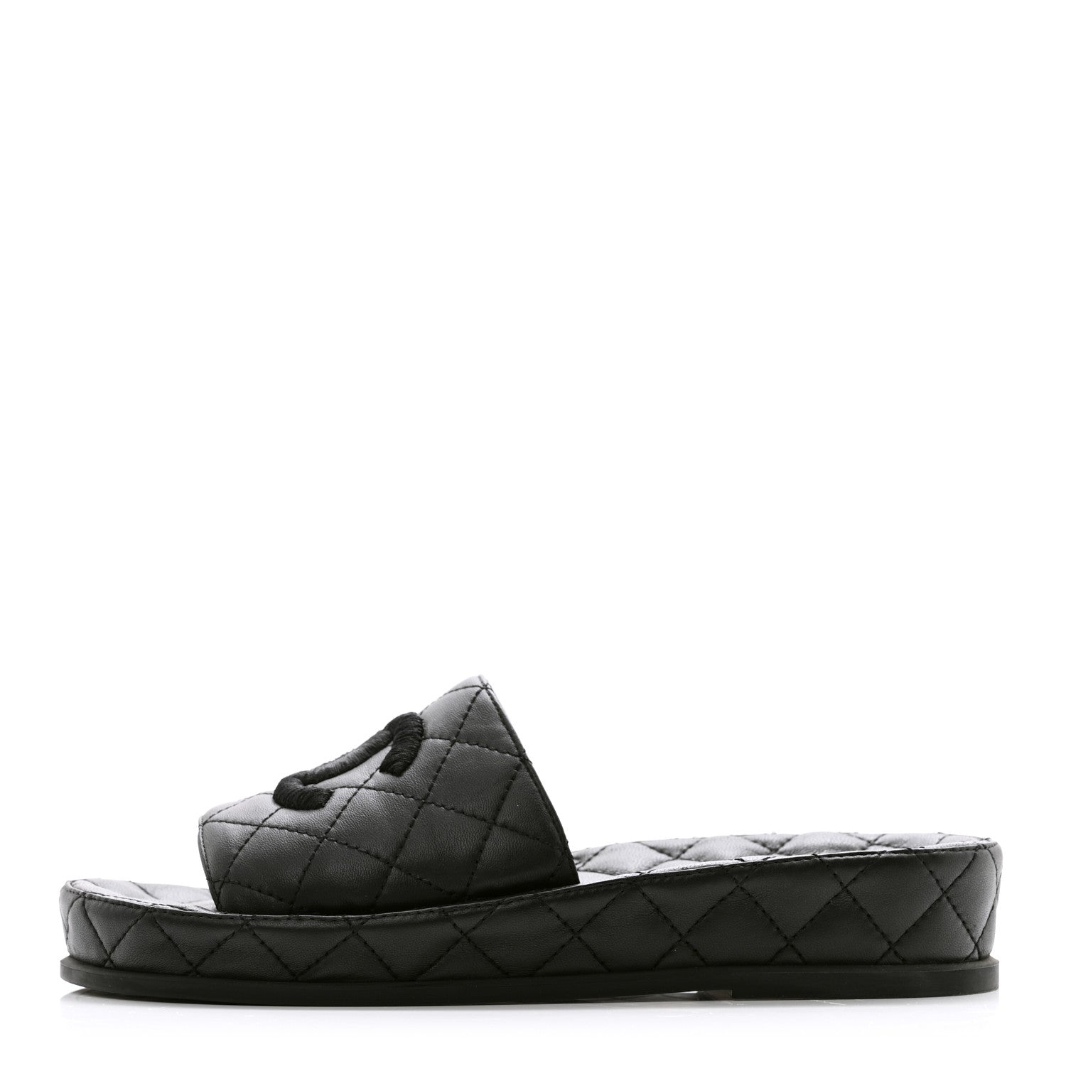Chanel Lambskin Quilted CC Mules Sandals 37 Black 1 of 11