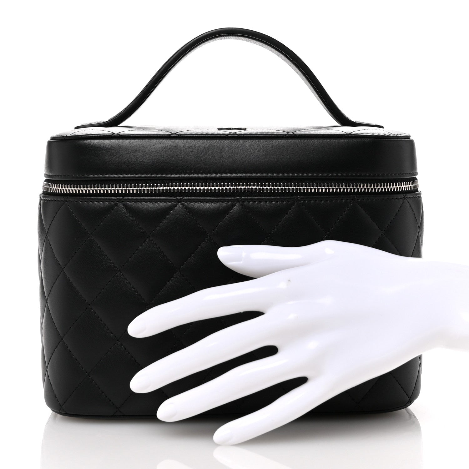 Chanel Lambskin Quilted Large Vanity Pouch Black 2 of 8