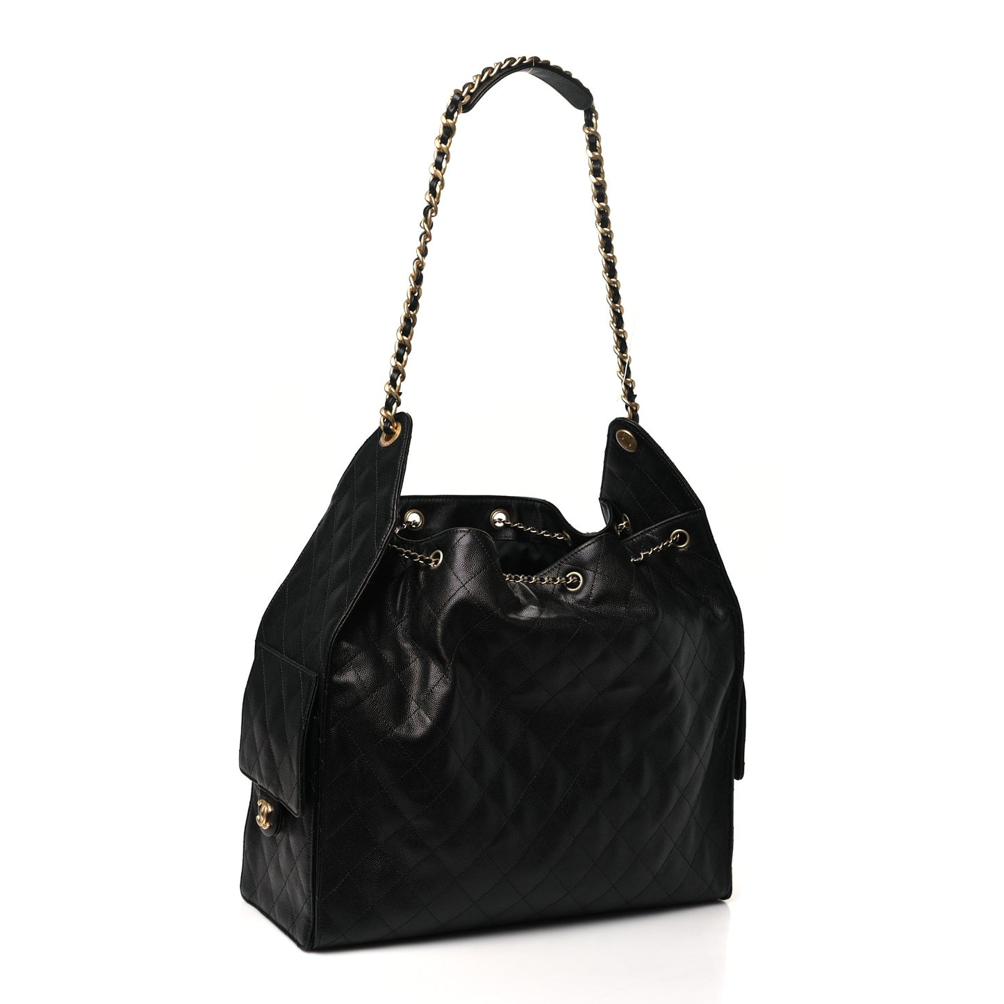 Caviar Quilted Medium Chanel 25 Handbag Black