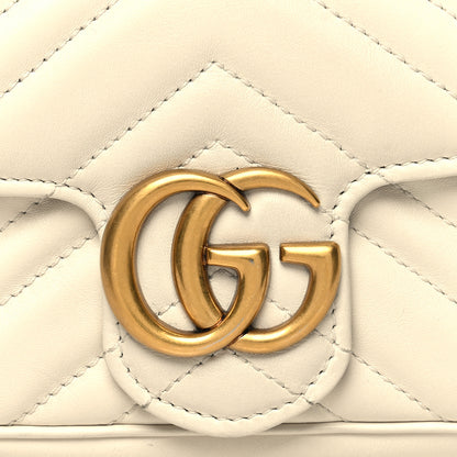 Gucci Calfskin Matelasse Super Mini GG Marmont Shoulder Bag White 8 of 10