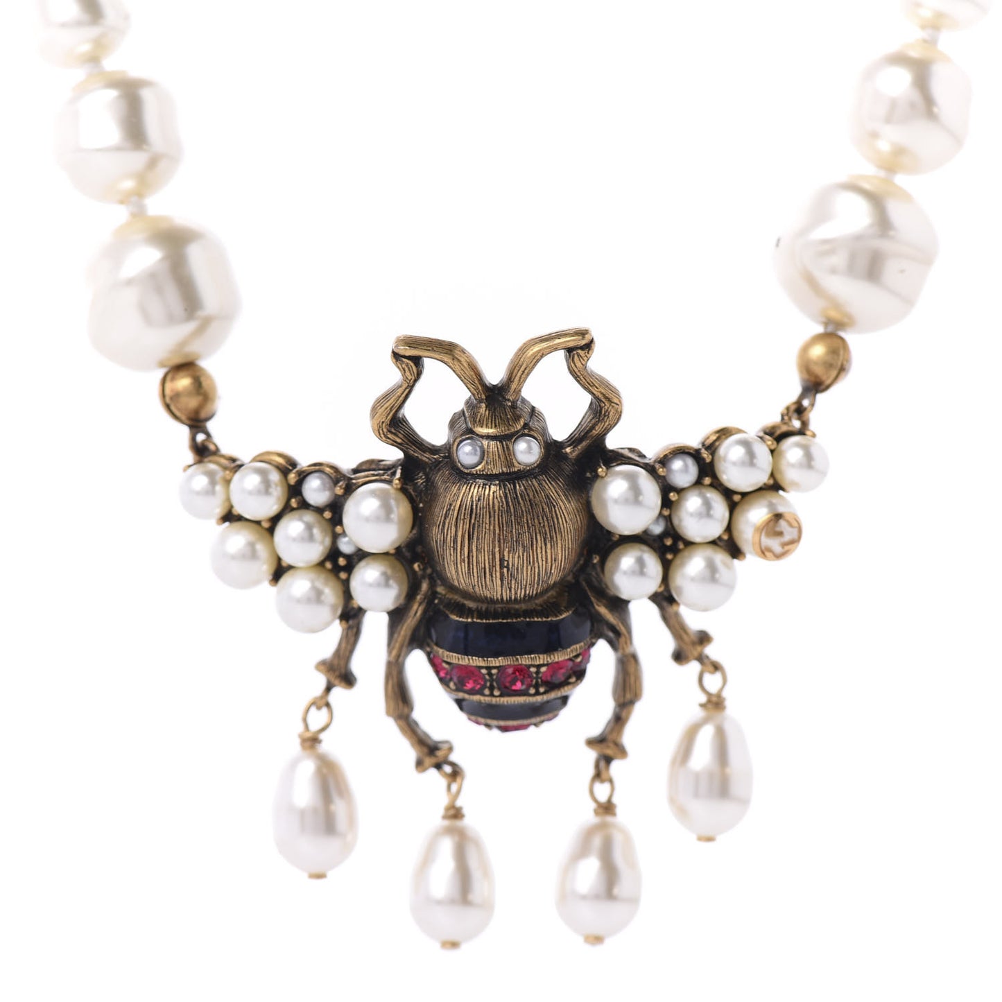 Crystal Pearl GG Sylvie Bee Necklace