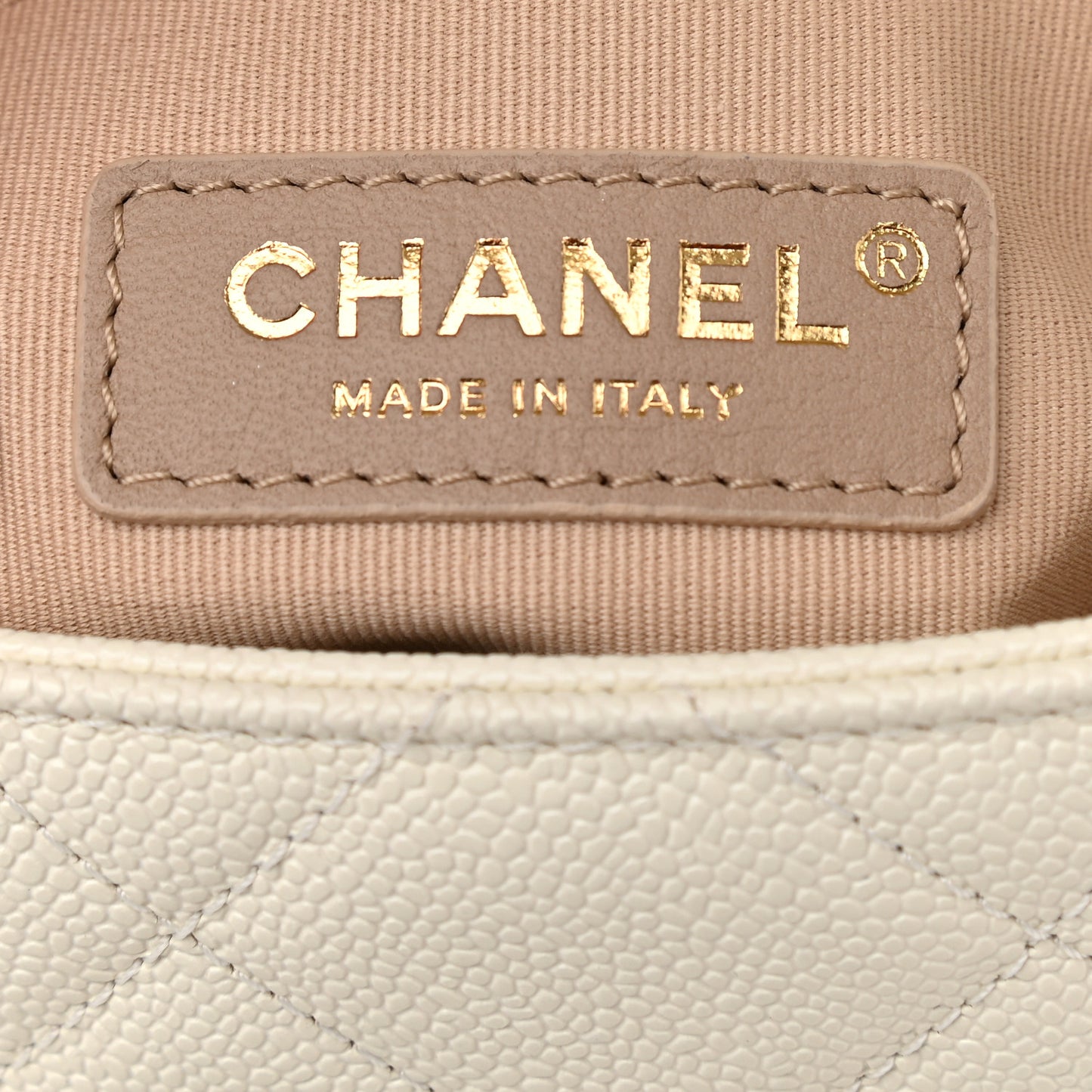 Shiny Caviar Quilted Small Chain Melody Flap White