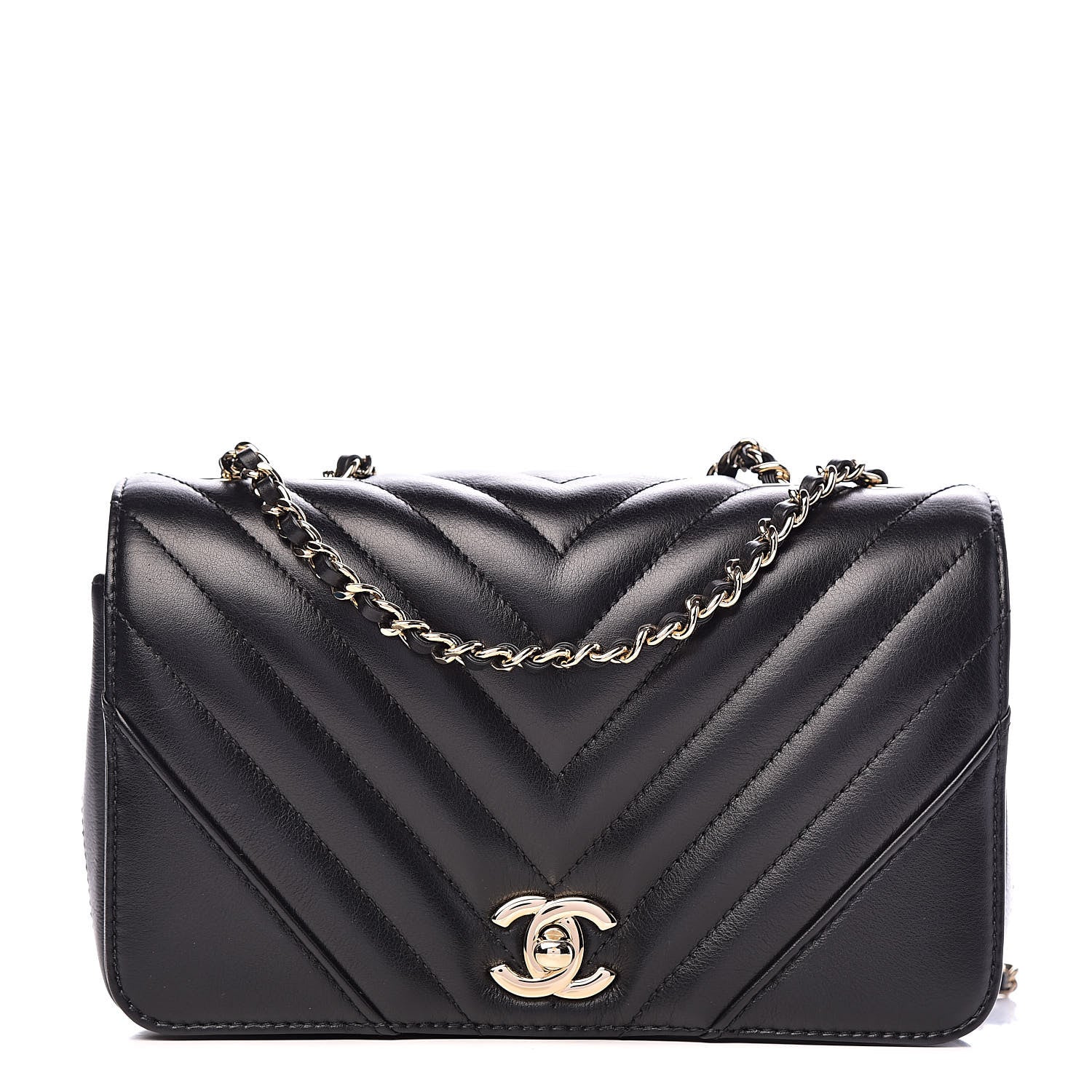 Chanel Calfskin Chevron Quilted Small Statement Flap Black 1 of 12