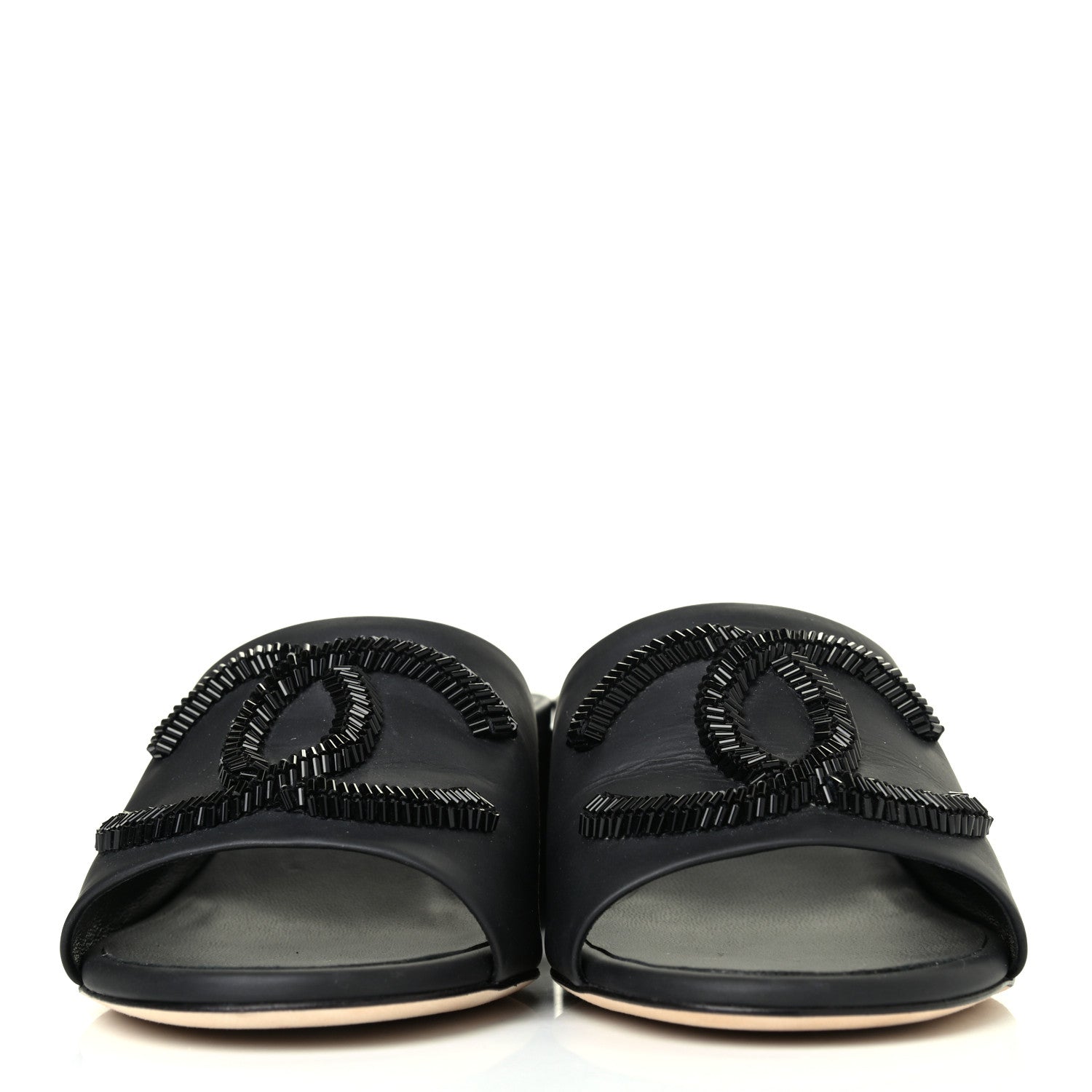 Chanel Lambskin Beaded CC Mule Sandals 36 Black 2 of 4