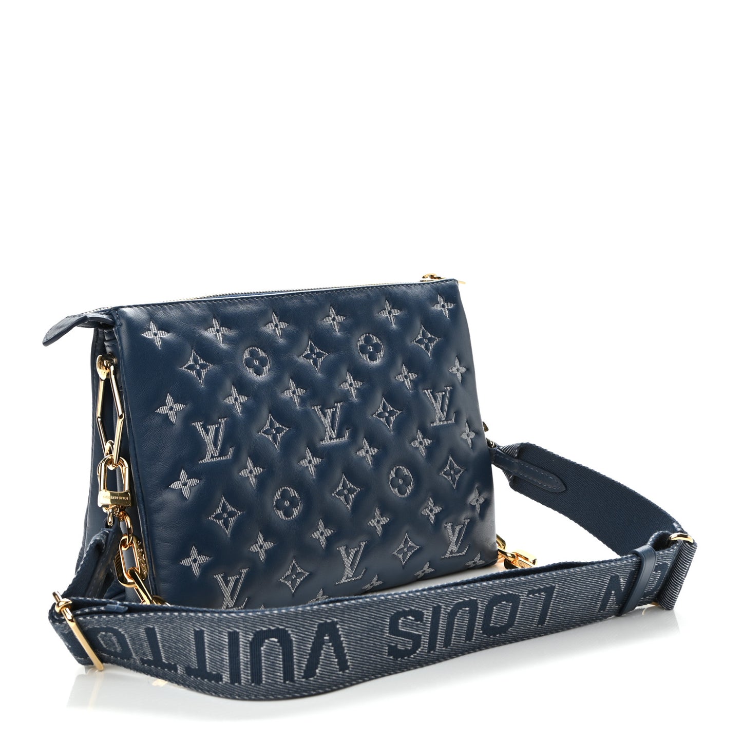 Lambskin Embossed Monogram Coussin PM Denim Blue