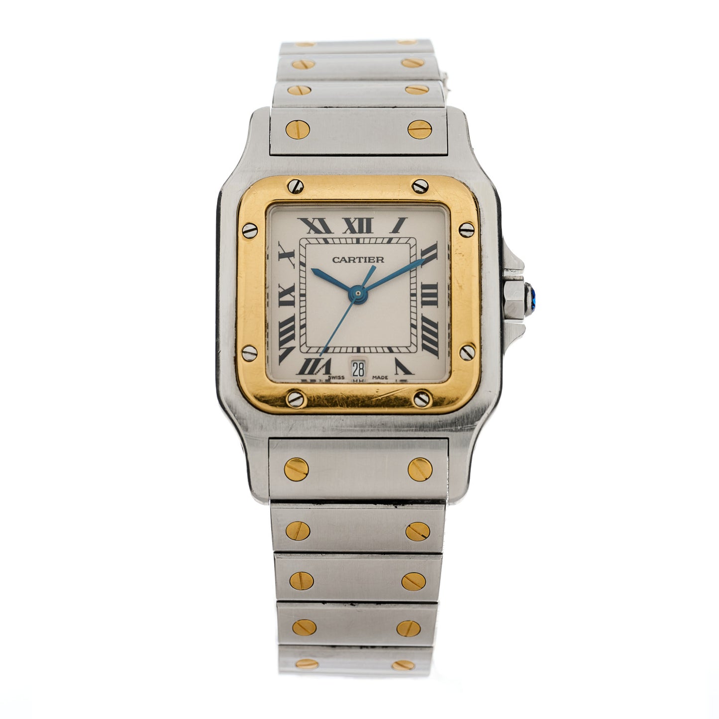 Stainless Steel 18K Yellow Gold 29mm Santos De Cartier Galbee Quartz Watch