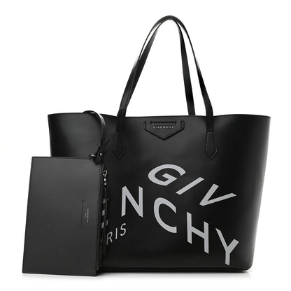 Givenchy Smooth Calfskin Wing Logo Shopper Tote Black White 1 of 9
