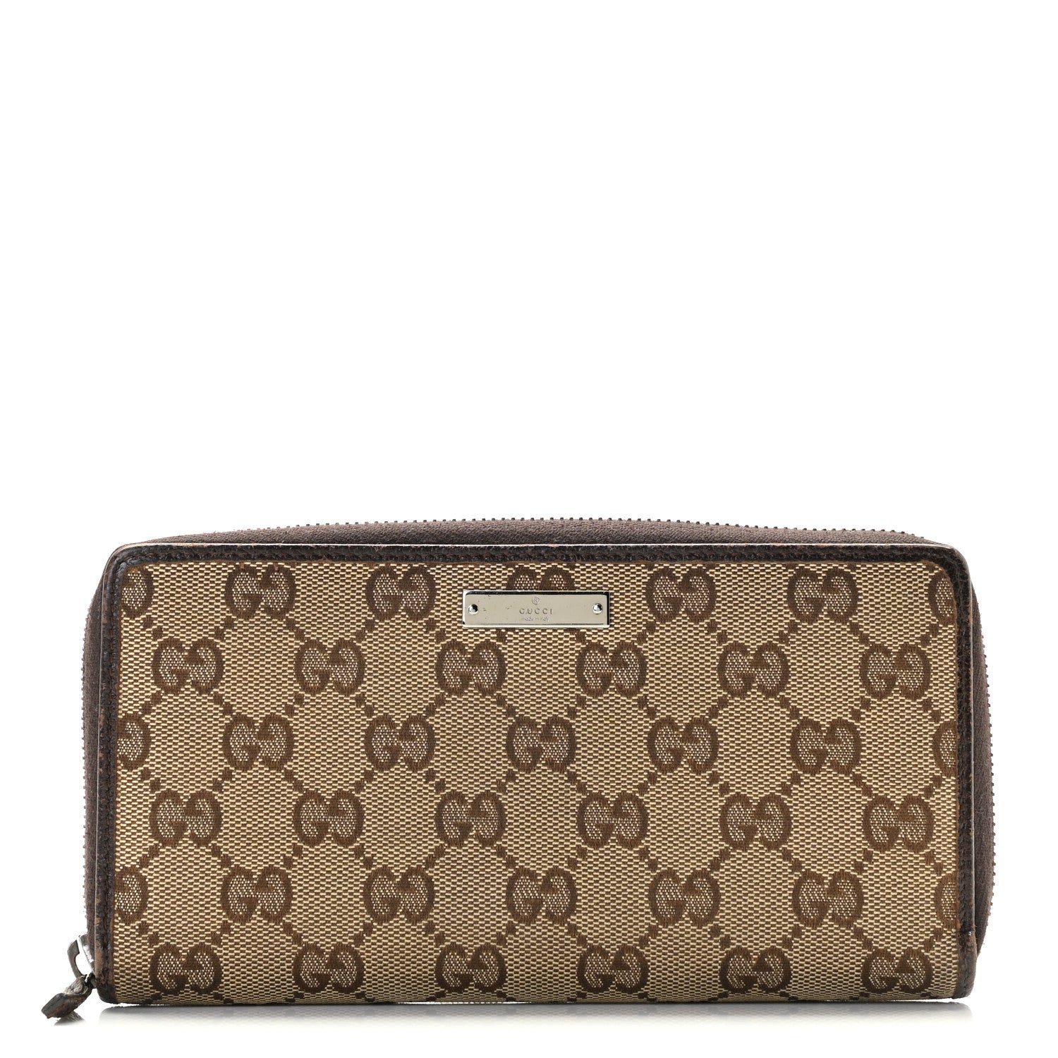 Gucci Monogram Metal Bar Zip Around Wallet Dark Brown 1 of 11